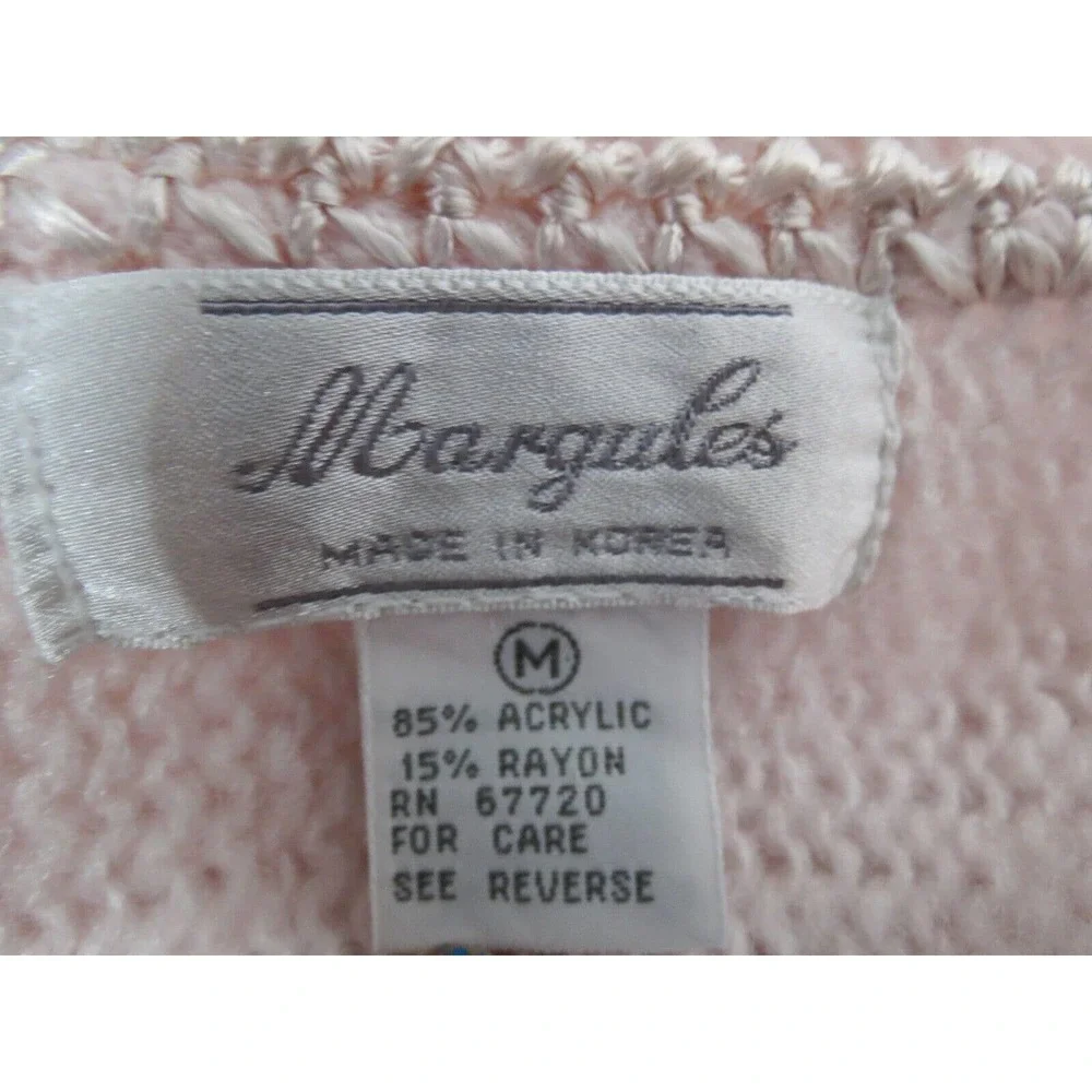Vintage Light Pink Dolman Sleeve Textured Sweater V-Neck Size Medium